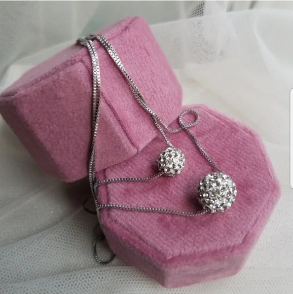 Swarovski Elements 925 Sterling Silver Disco Ball Drop Earrings NEW - Picture 11 of 15